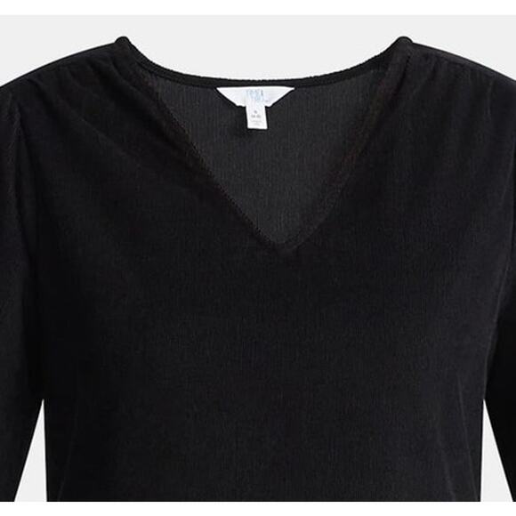 NEW Women's Tiered Corduroy XL Mini Dress with Pockets Long Sleeve BLACK SOOT - Picture 2 of 4